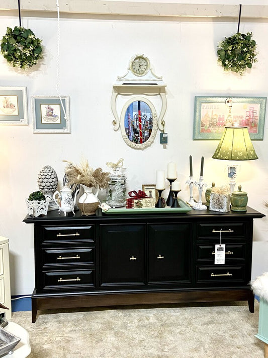 72x18x32 Black Console/Buffet Cabinet with Gold Hardware