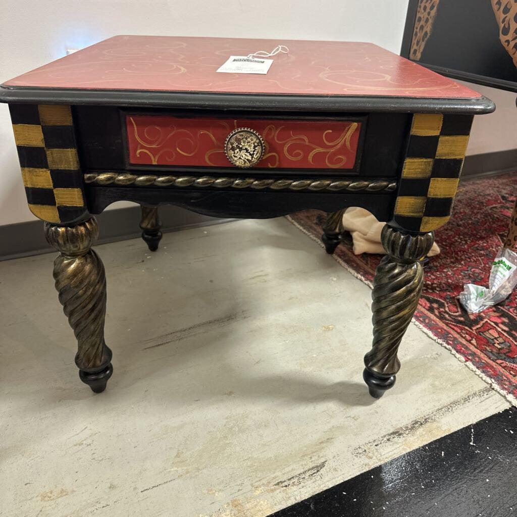 Red Checkered Side table by Pam Wall