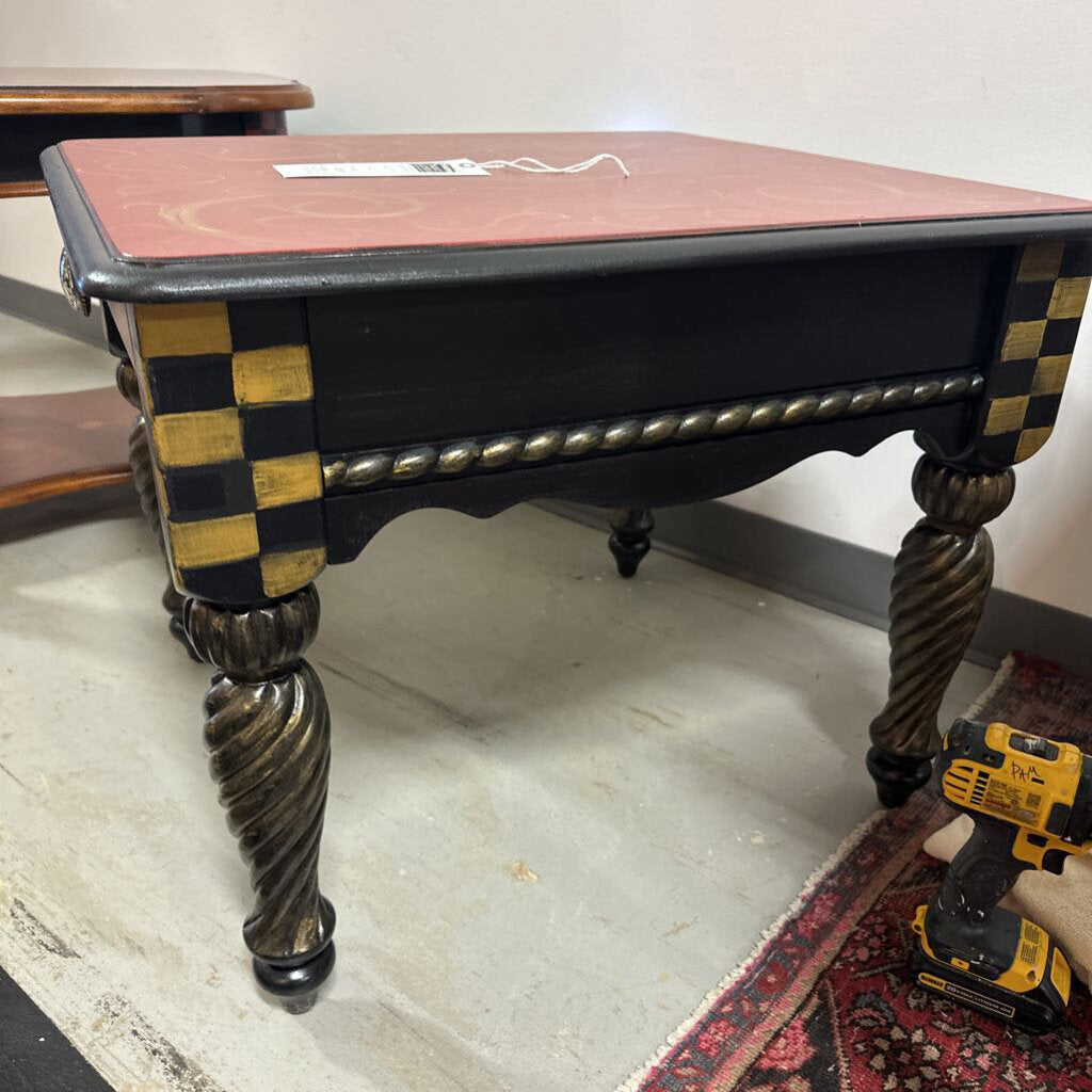 Red Checkered Side table by Pam Wall