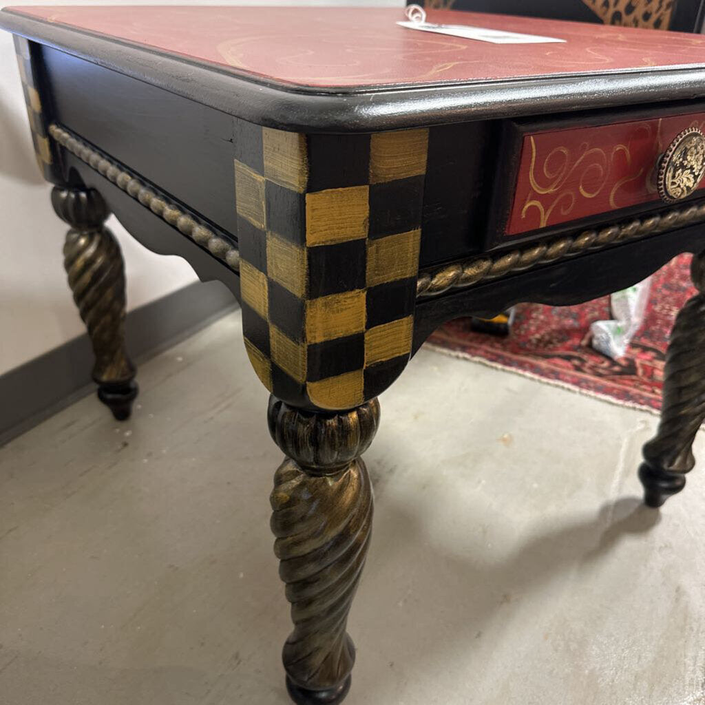 Red Checkered Side table by Pam Wall