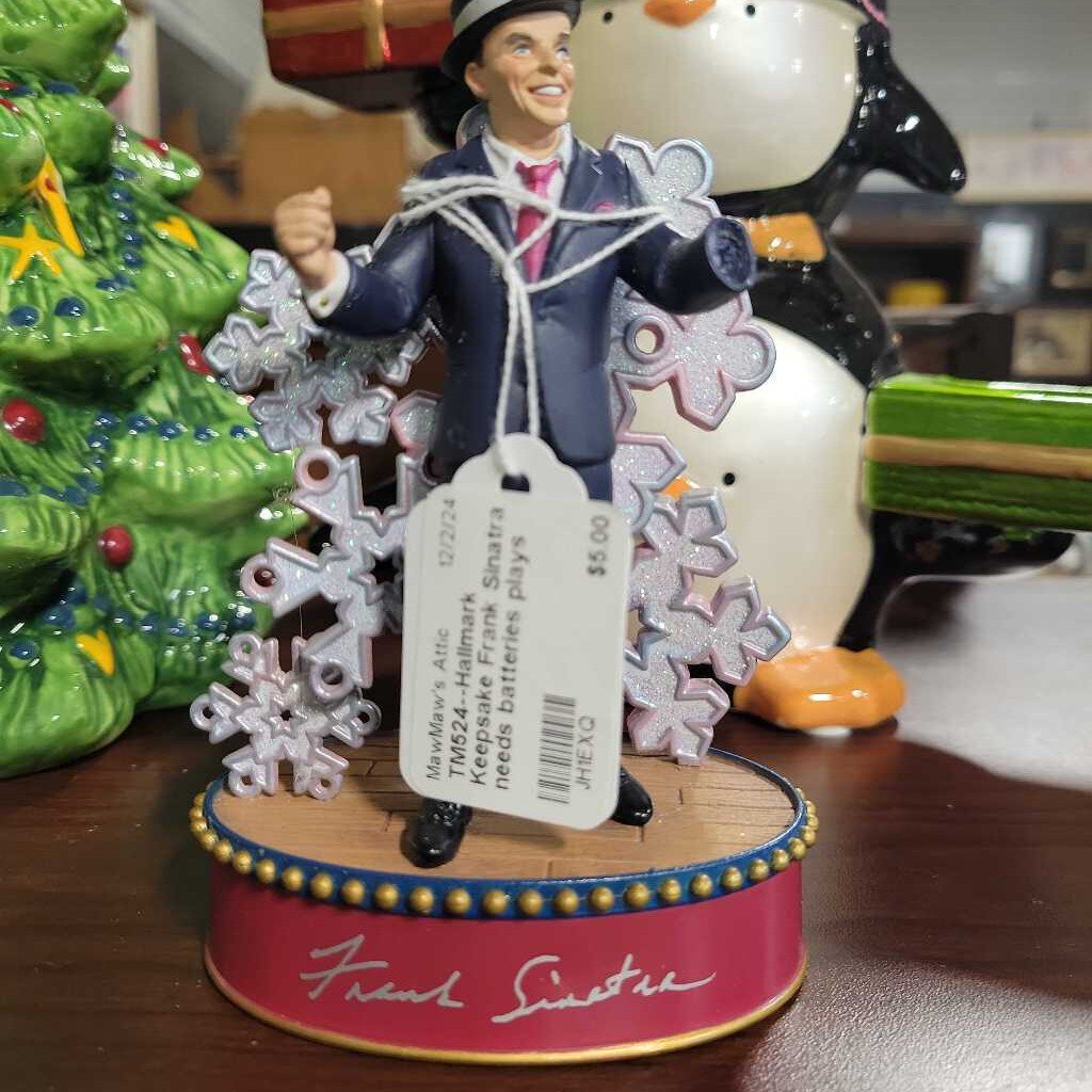 TM524--Hallmark Keepsake Frank Sinatra needs batteries plays song, hand missing