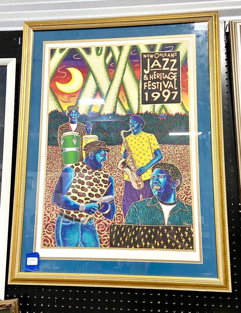 1997 N.O. Jazzfest Poster "The Neville Brothers" Numbered Framed Double Matted