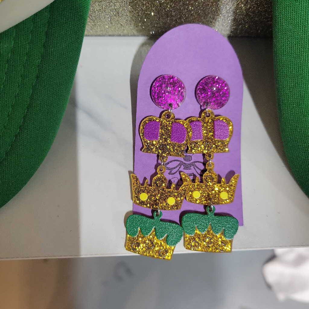 Medium Mardi Gras earrings