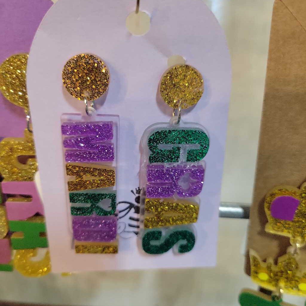 Medium Mardi Gras earrings