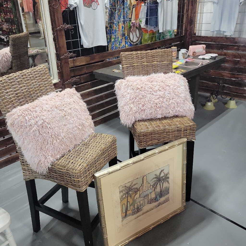 Wicker counter height stools (set of 2)