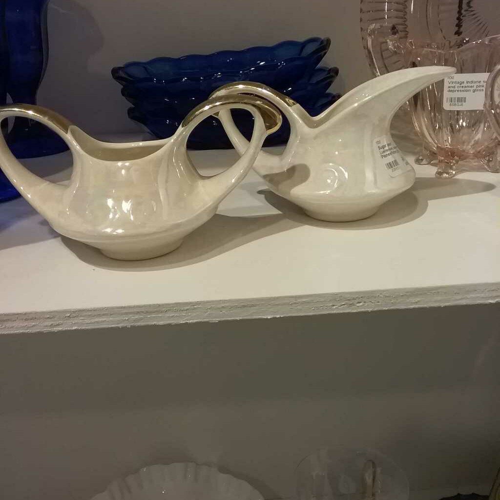 Sugar pearl Lusterware, creamer Pioneer Pottery 22K