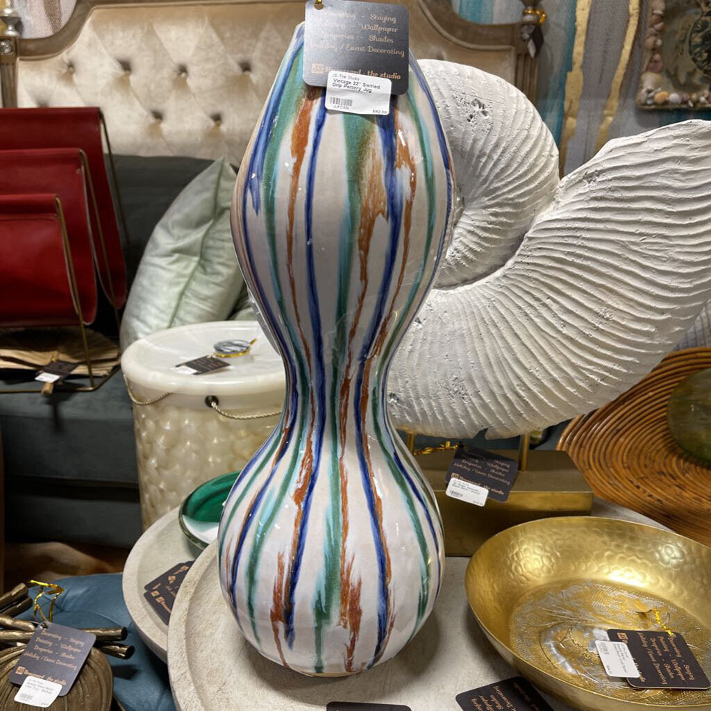 Vintage 22" Swirled Drip Pottery Jug