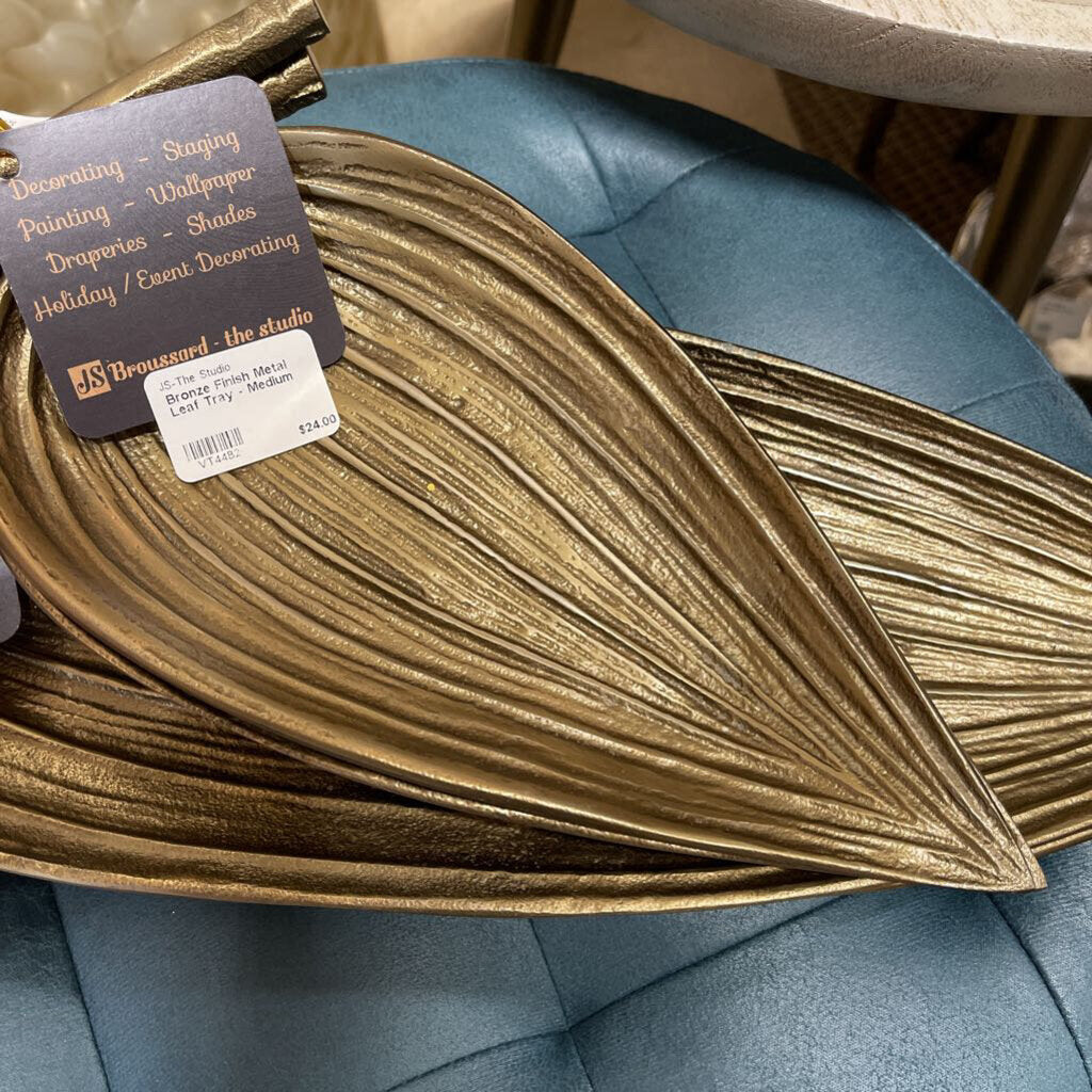 Bronze Finish Metal Leaf Tray - Medium