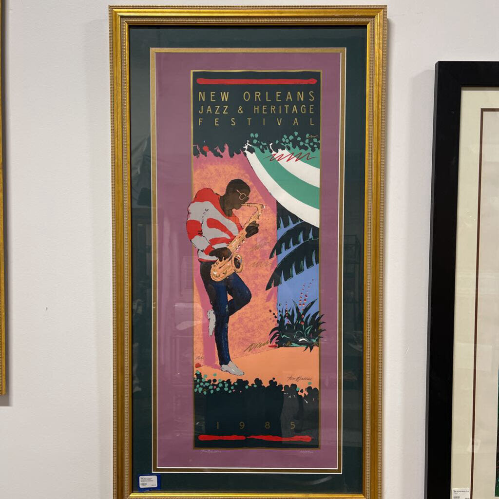 1985 New Orleans Jazzfest Poster SIGNED/NUMBERED Framed