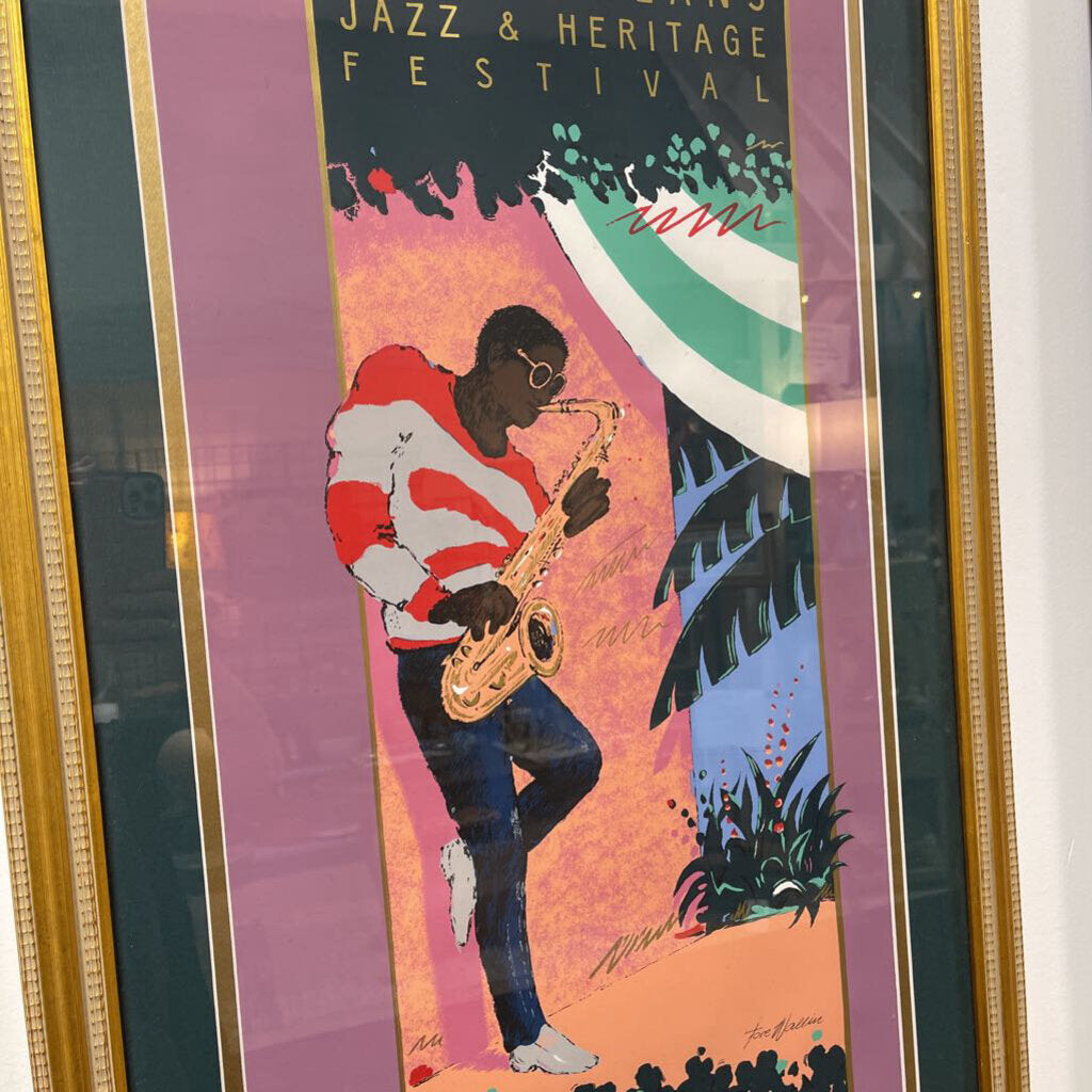 1985 New Orleans Jazzfest Poster SIGNED/NUMBERED Framed