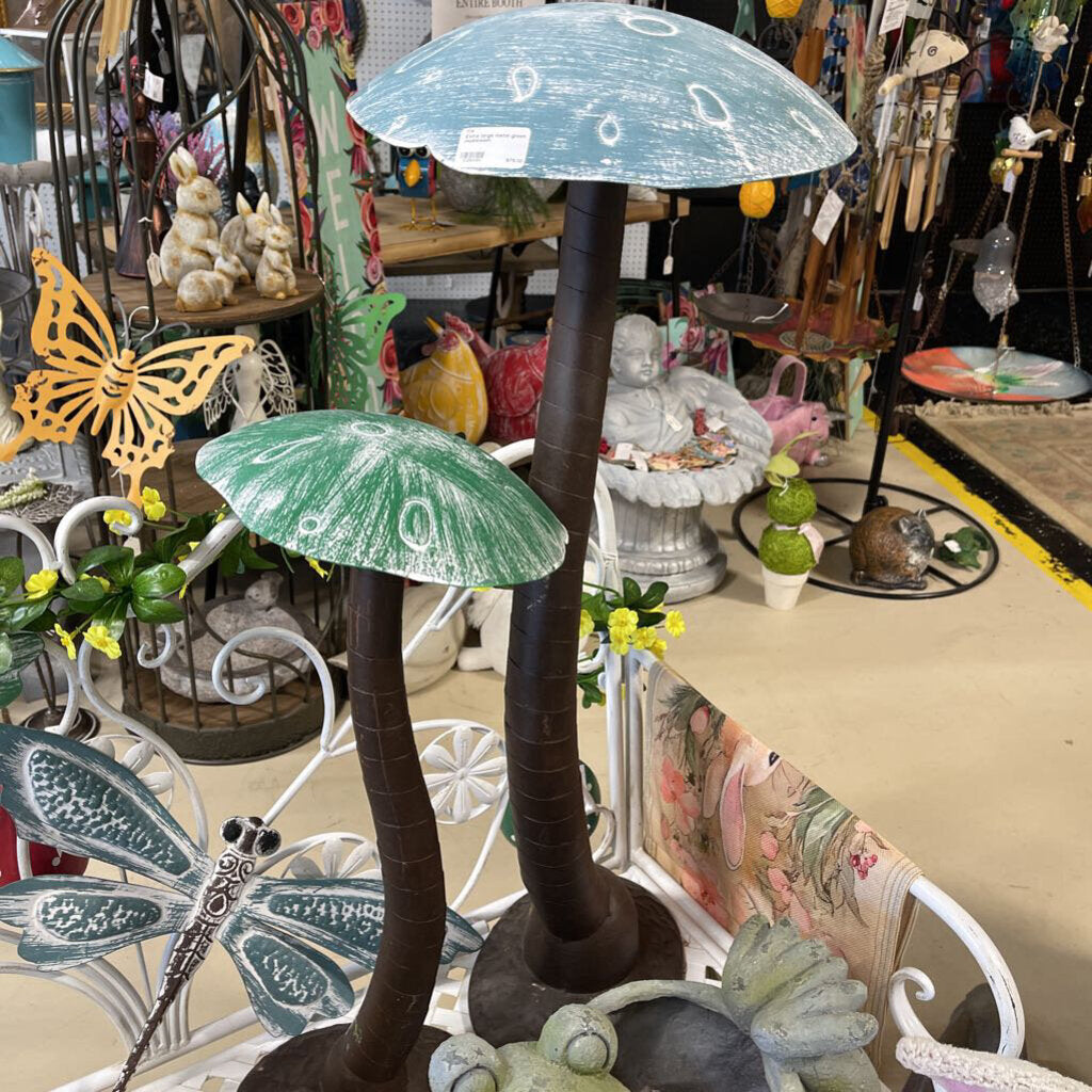 Extra large metal green mushroom