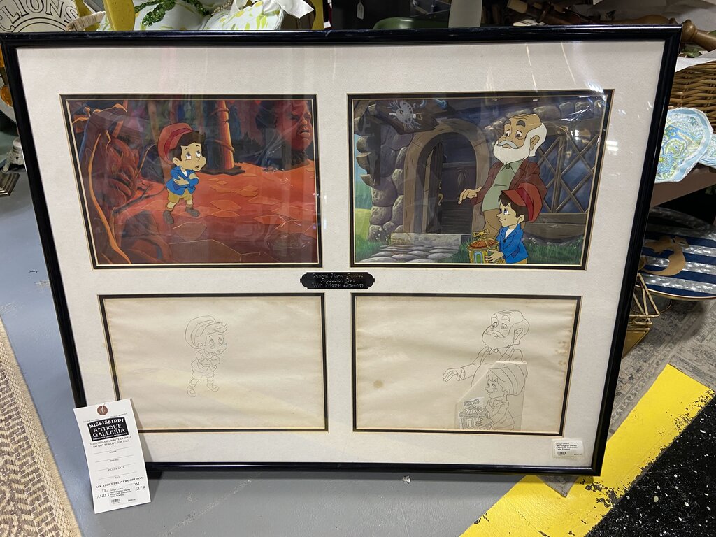 1987 Original Disney Pinocchio Animation Cells Framed