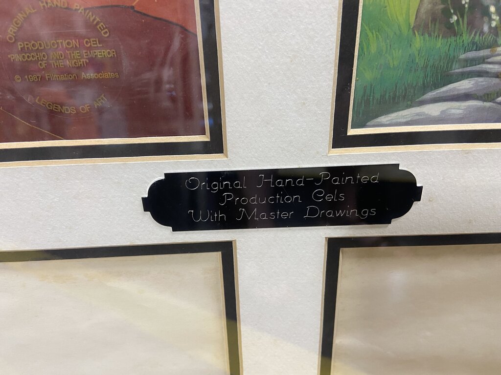 1987 Original Disney Pinocchio Animation Cells Framed