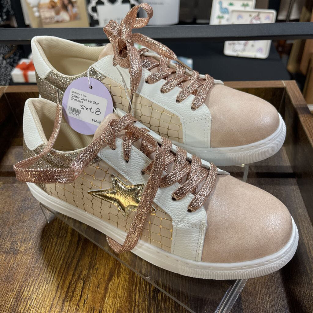 Glitter Lace Up Star Sneakers