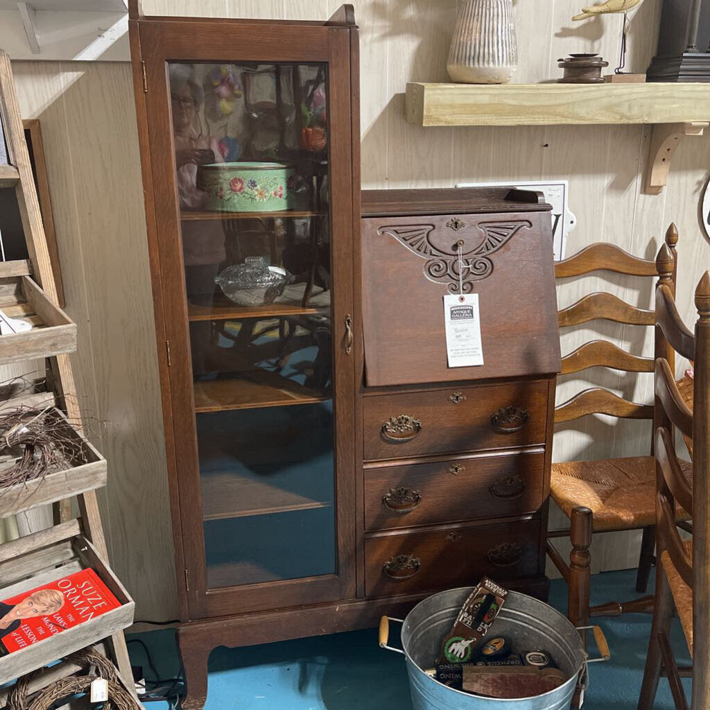 Antique side by side desk and book case