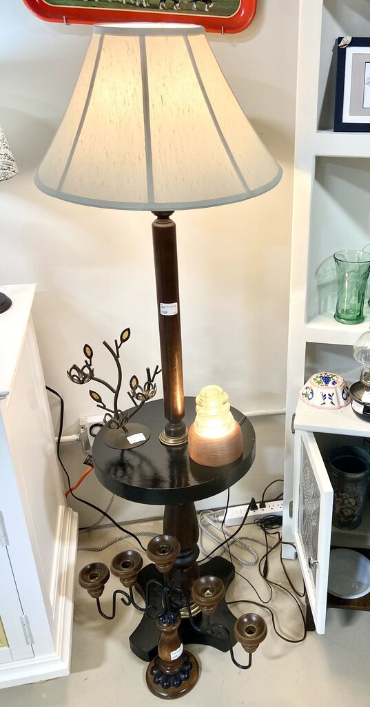 Wood Floor Lamp with Table