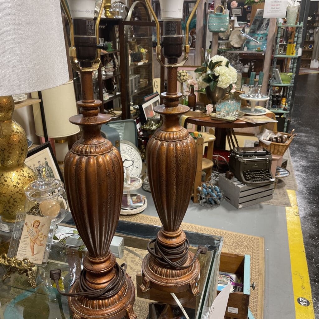 Pair Copper Crackle Lamps - Work Great!