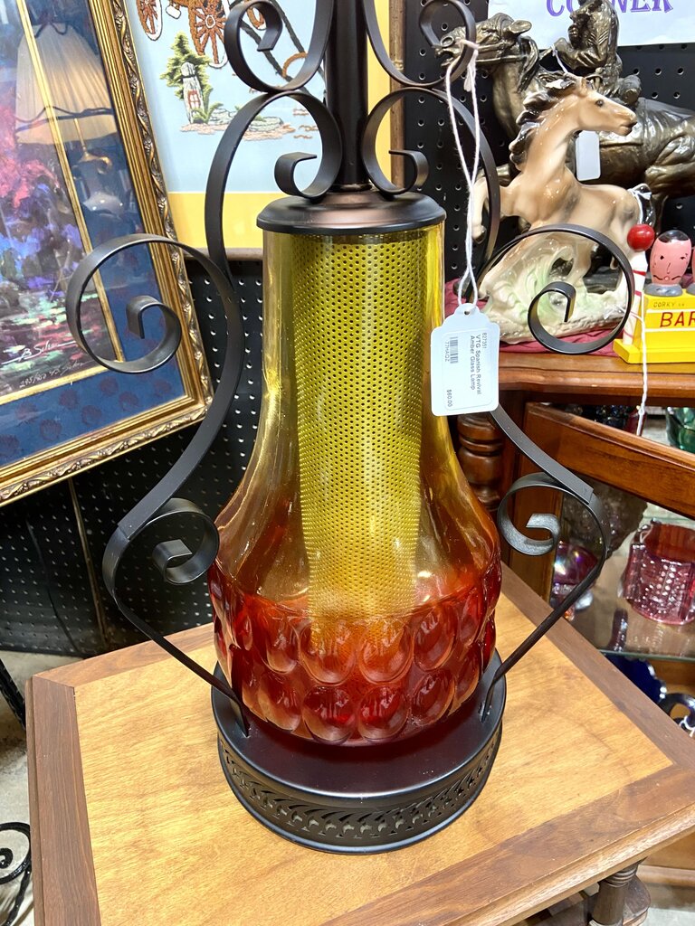 VTG Spanish Revival Amber Glass Lamp