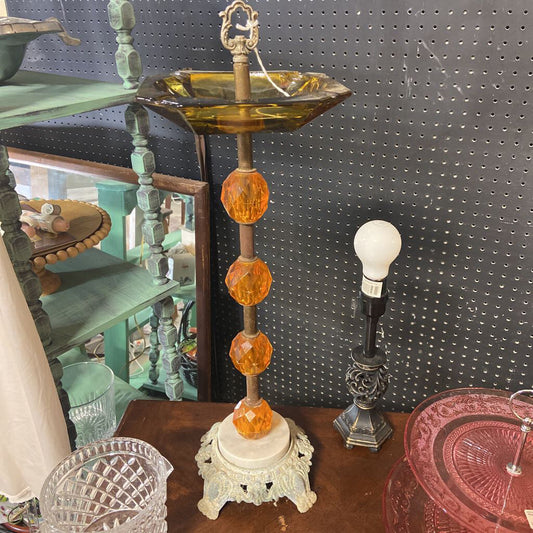 Vintage 1960's Tiered Orange Lucite Brass Marble Ashtray