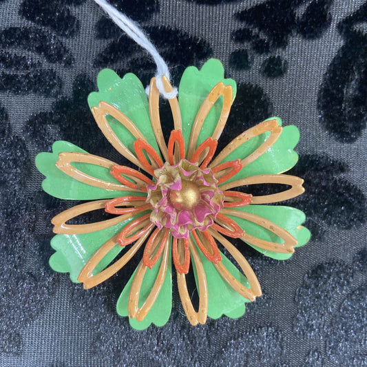 Vintage Metal Enamel Flower Brooch