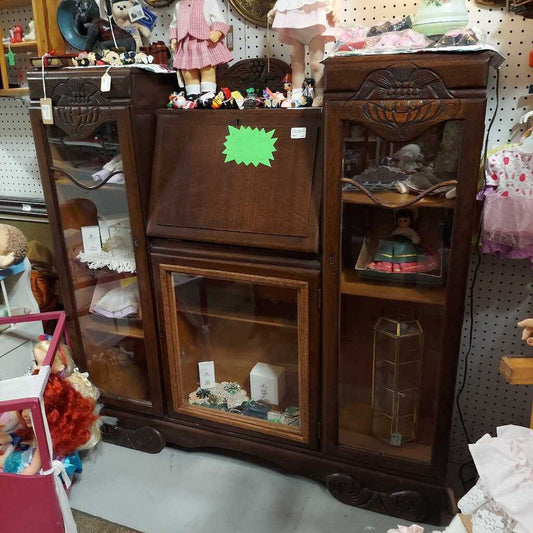 Unique Vintage Wooden Desk/Bookshelf Unit with Keys