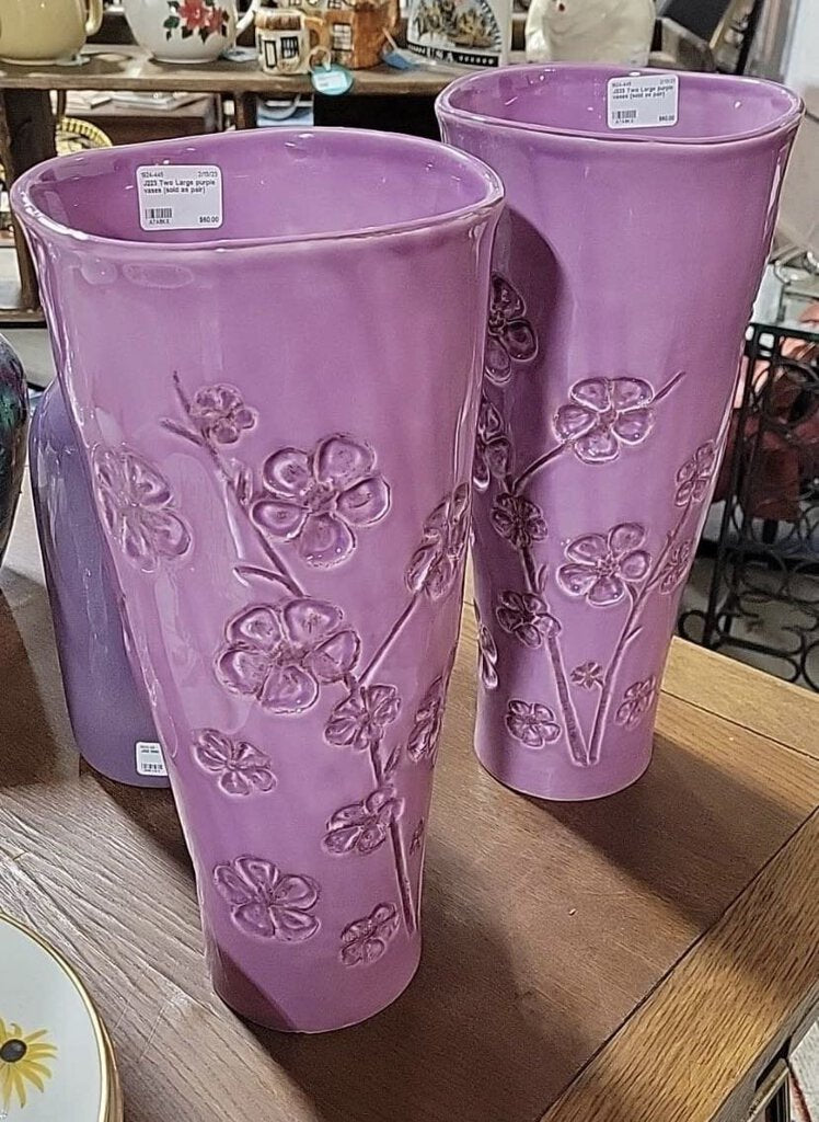 J223 Two Large purple vases (sold as pair)