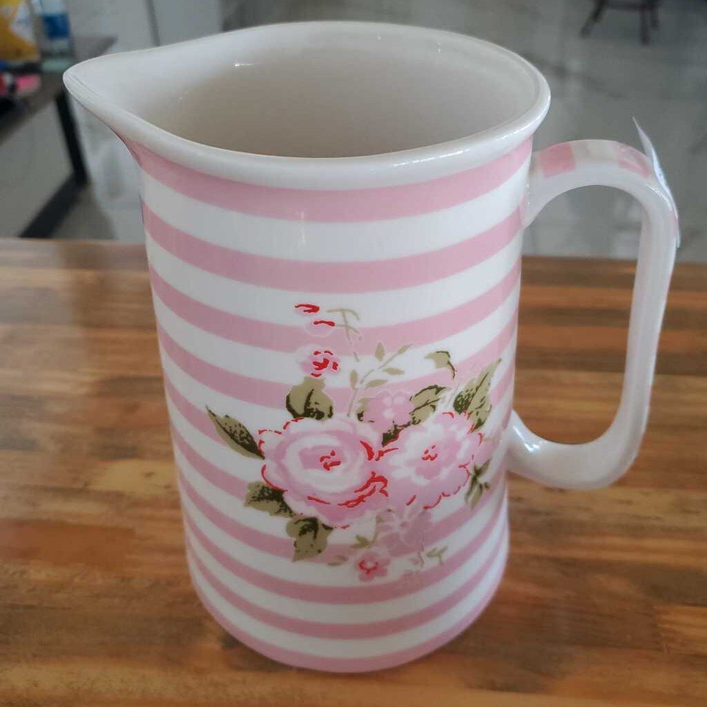 #214 Graces Teaware pink n white floral pitcher