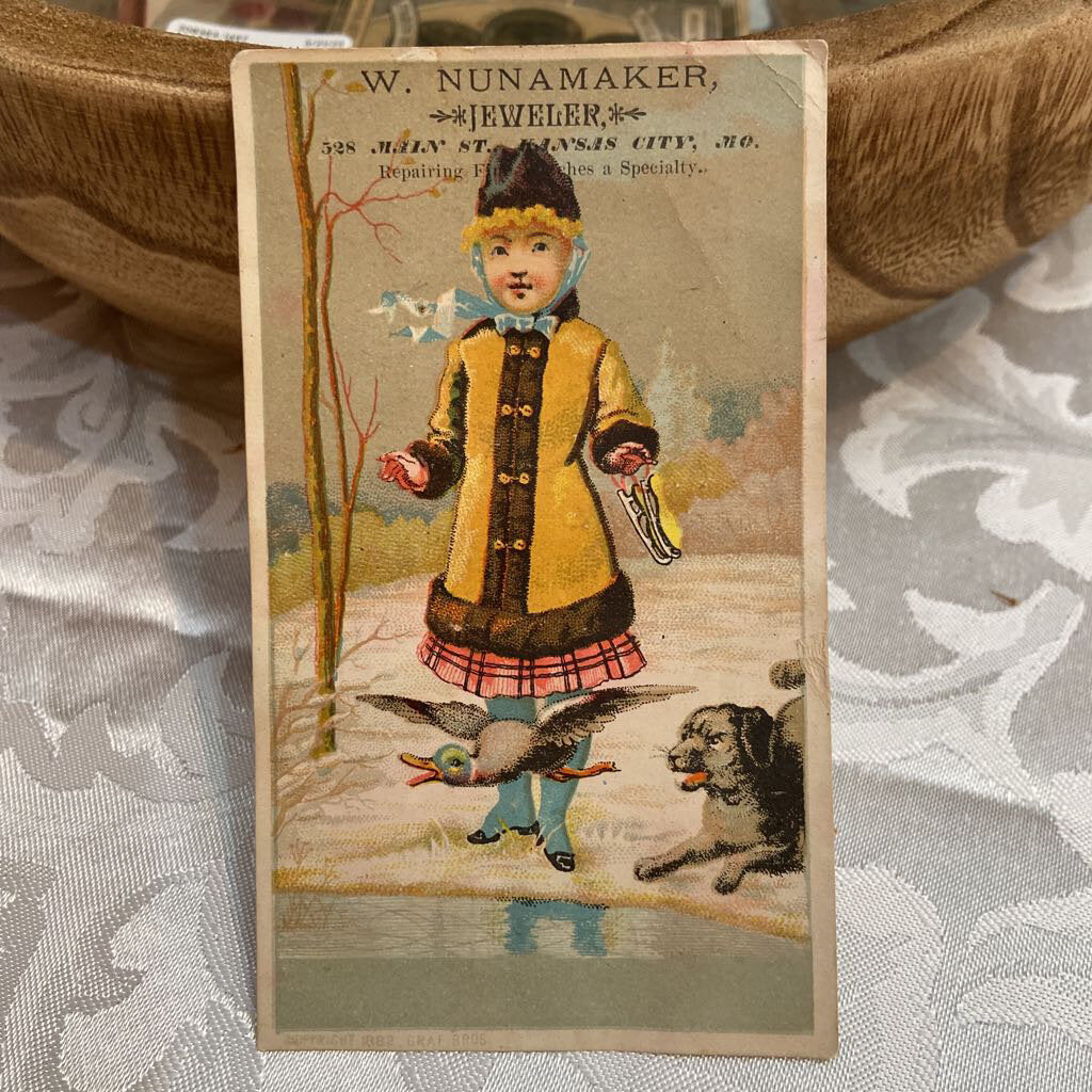 Antique Victorian Trade Card Jeweler Nunamaker