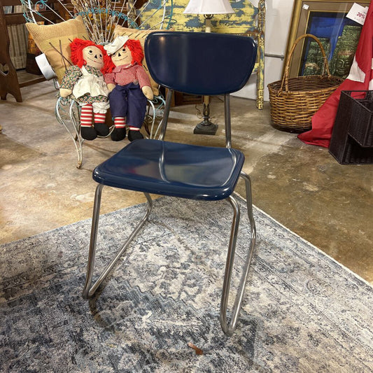 Blue and Chrome Virco Vintage Chair