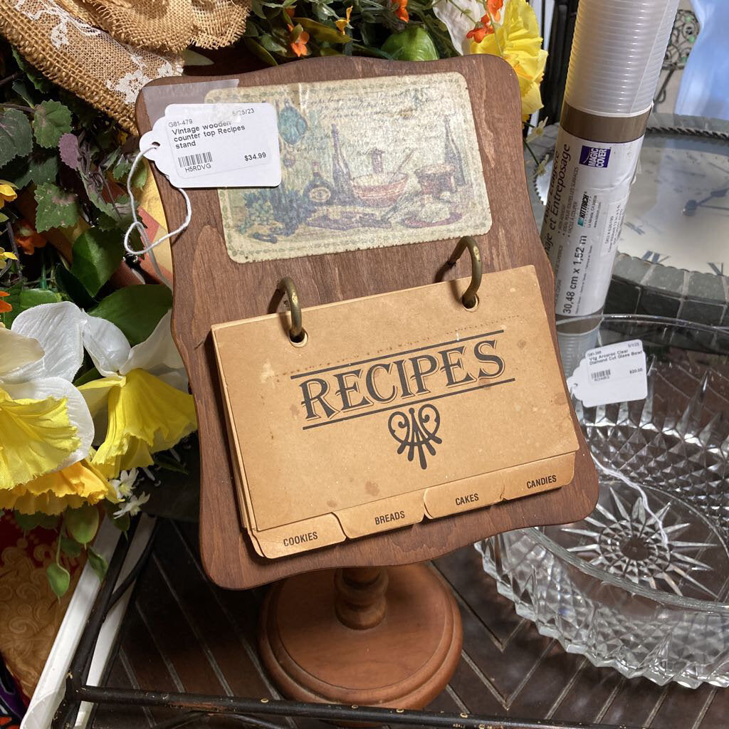 Vintage wooden counter top Recipes stand