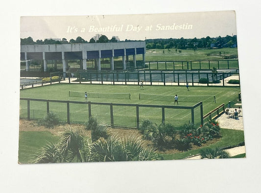 Vintage Postcard San Destin Sandestin FL Florida Tennis Courts Chrome