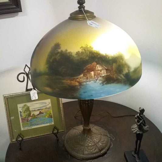 Antique glass "mushroom" top lamp