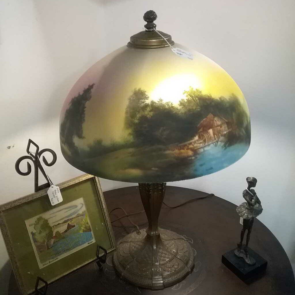 Antique glass "mushroom" top lamp