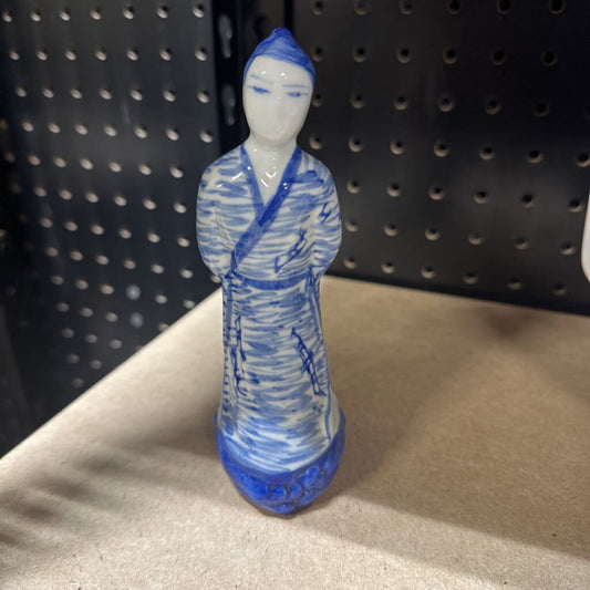 Blue and white Asian figurine