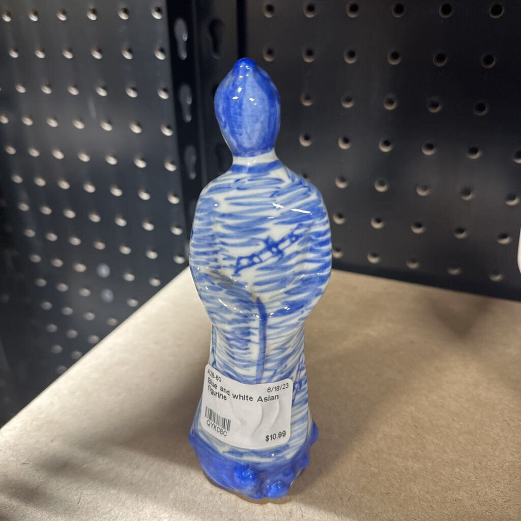 Blue and white Asian figurine