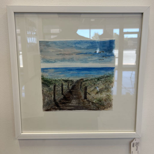 "Beach Walkway" Watercolor 12X12 Framed