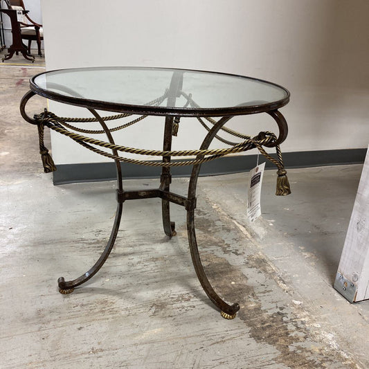 Glass Side Table w/ Metal Base