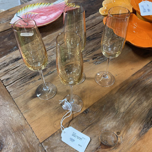 Yellow Champagne Glasses - Set of 4