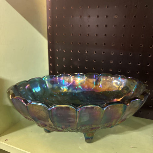 Carnival Glass oval, footed bowl