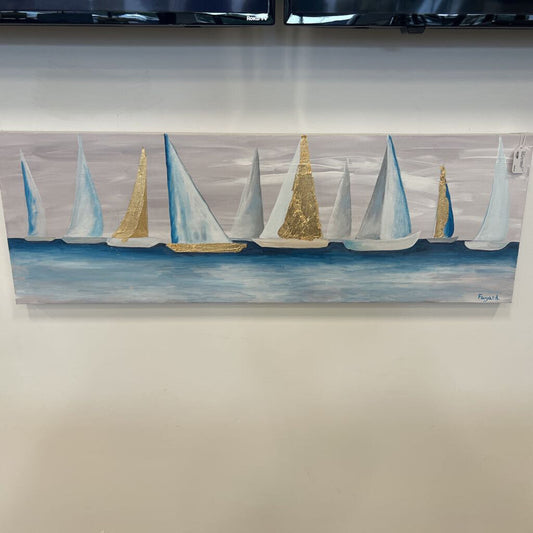 Gold Leaf Sailboats - Acrylic on Canvas