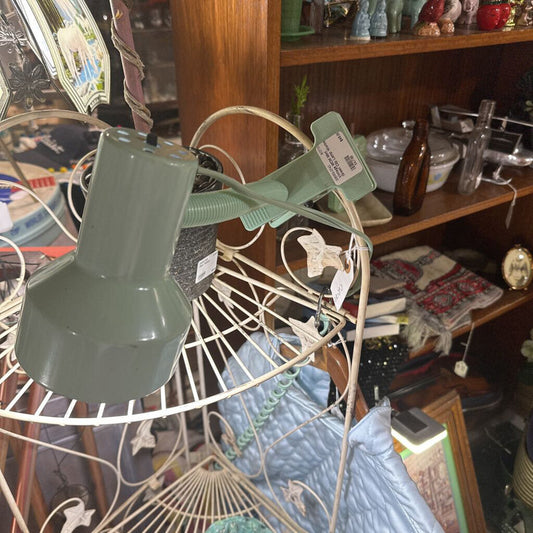 Vintage MCM Mint Green Clip Lamp Works