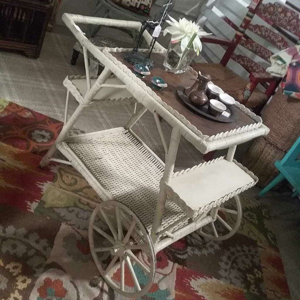 Tea cart, wicker