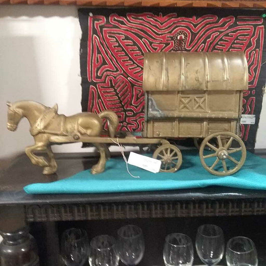 Brass Romani Wagon and Horse