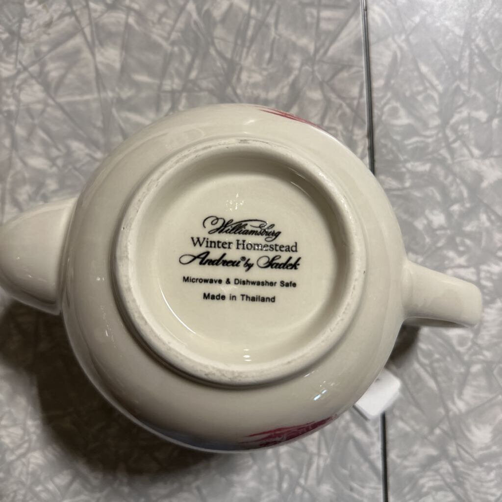Teapot, red/white new