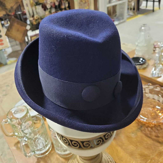 Vintage Gene Doris Blue Wool Felt Hat