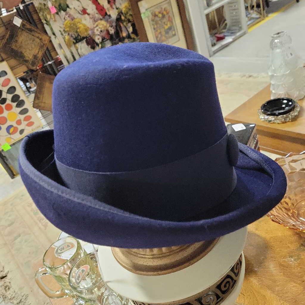 Vintage Gene Doris Blue Wool Felt Hat