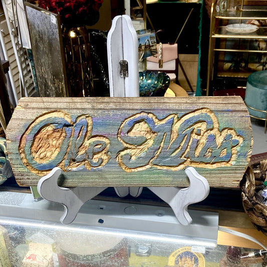 Ole Miss Hand-carved Sign Reclaimed Cedar Wood