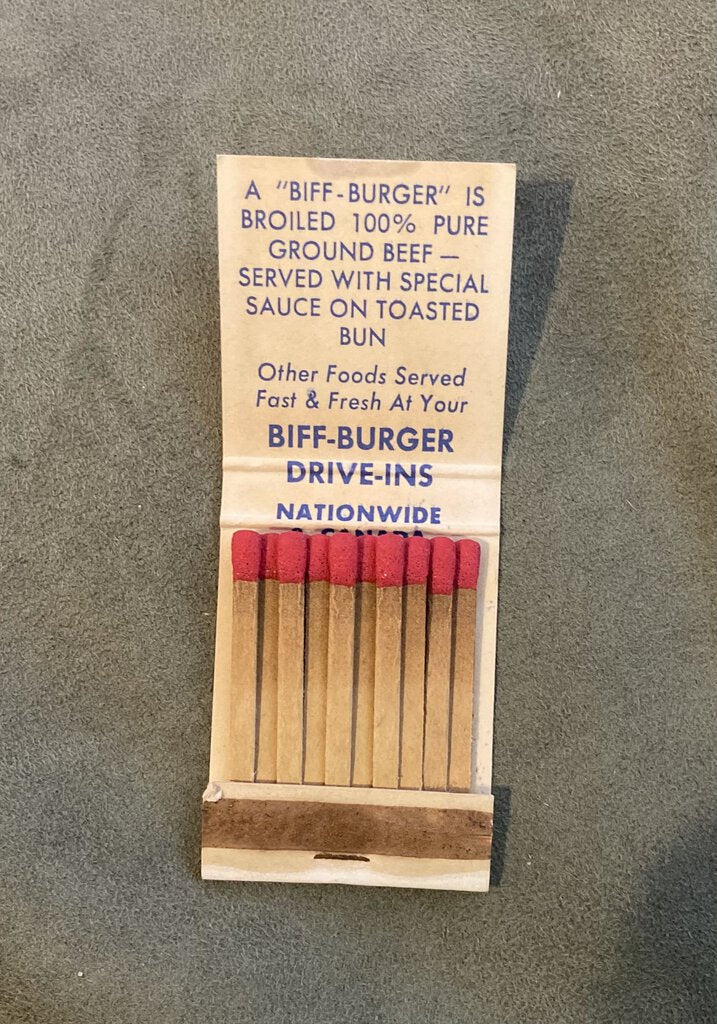 Vintage Biff Burger Matchbook Unused