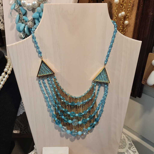 Akkad Turquoise Crystal bead statement necklace