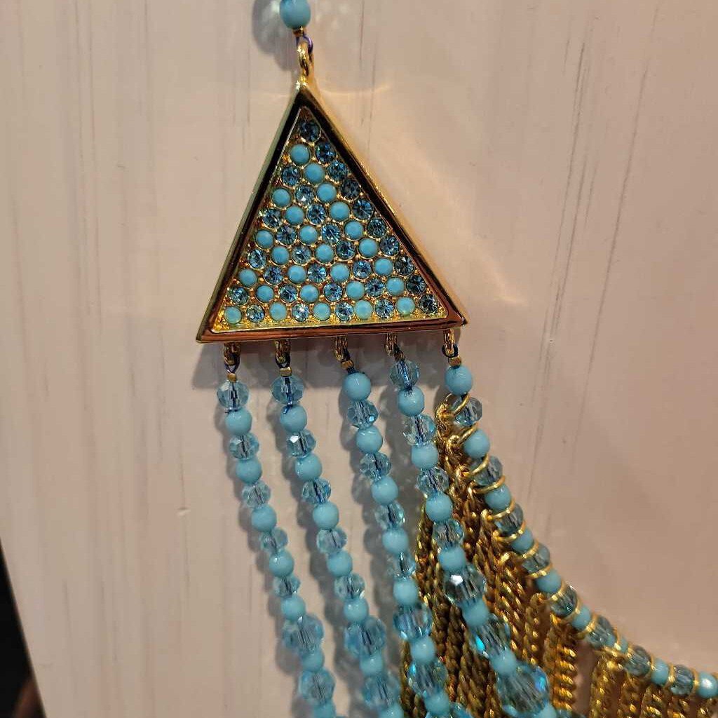 Akkad Turquoise Crystal bead statement necklace